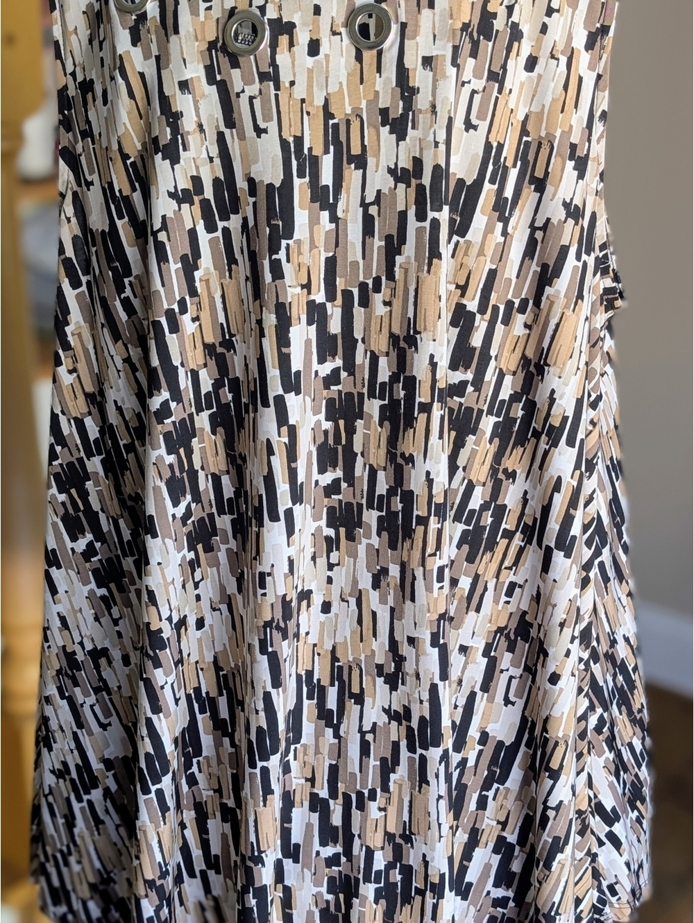 Ava & Grace Abstract Print Circle Skirt in Black, Cream & Tan